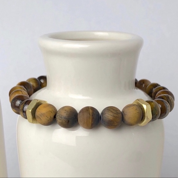 Mens Tiger Eye Onyx Skull Beaded Bracelets - Picture 4 of 6